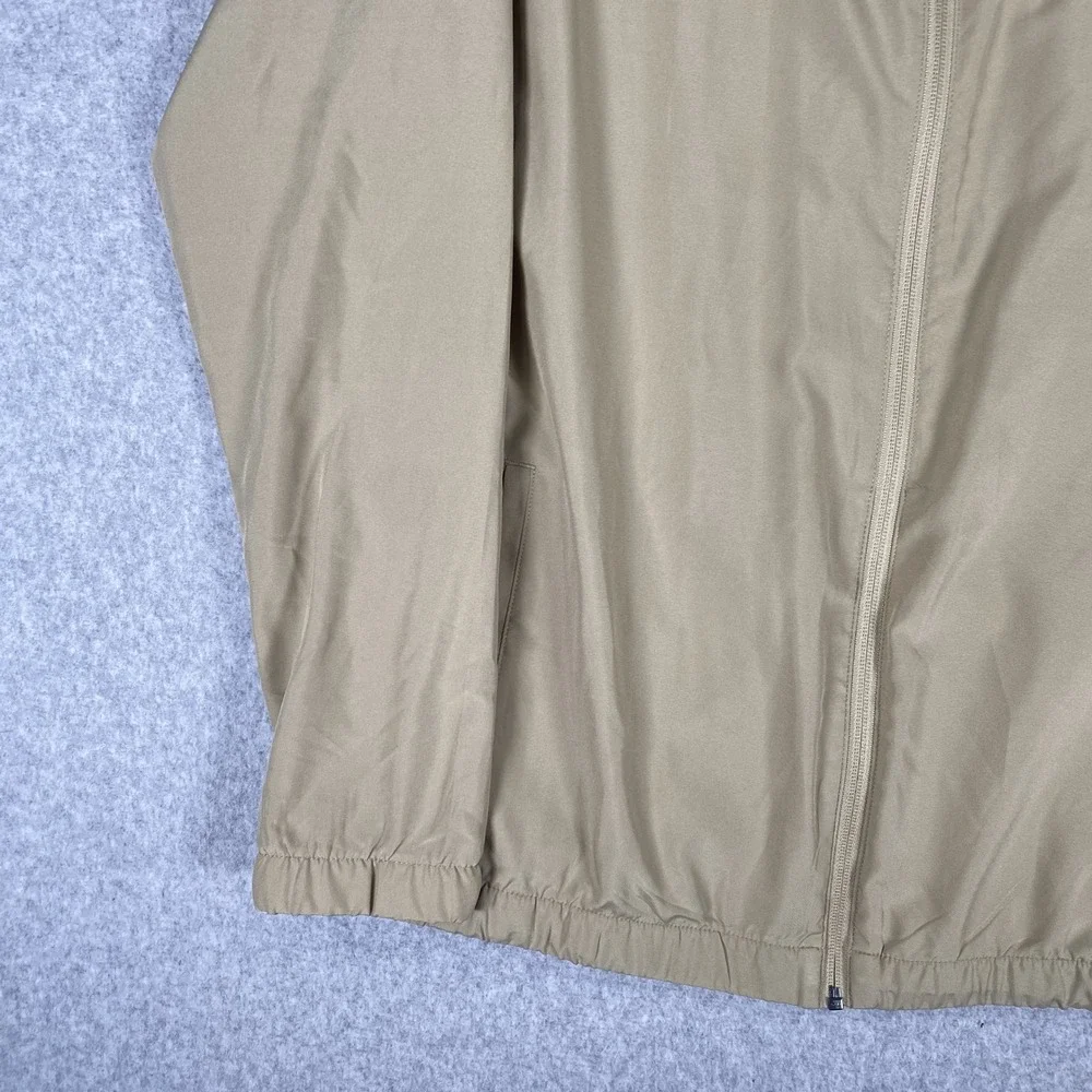 Adidas Golf Jacket Mens Large Tan Khaki Full Zip Windbreaker Lightweight Sport